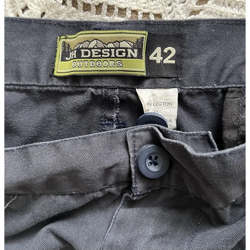 JH Design Outdoors Blue Cargo Shorts Men's 42 Utility 100% Cotton Casual Pockets